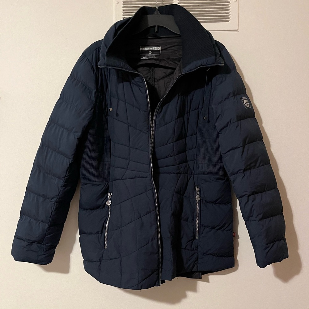 Blue puffer jacket